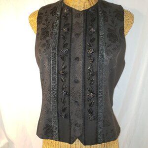 Susan Bristol Vintage 90s Women's Petites Black Beaded Vest - 6P